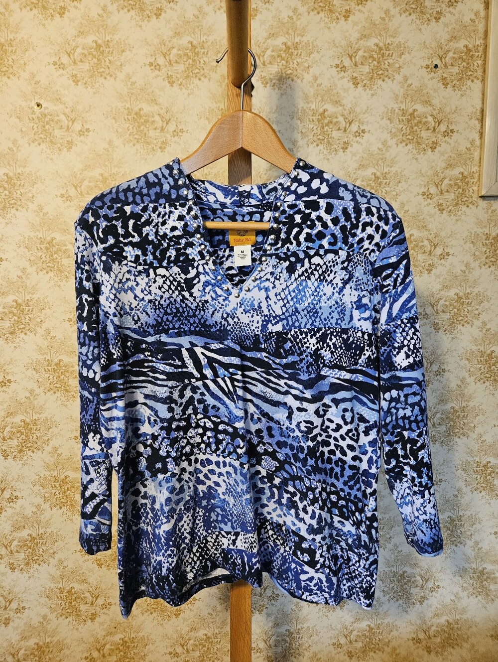 Ruby Rd. 3/4 Sleeve Top With Silver Accents